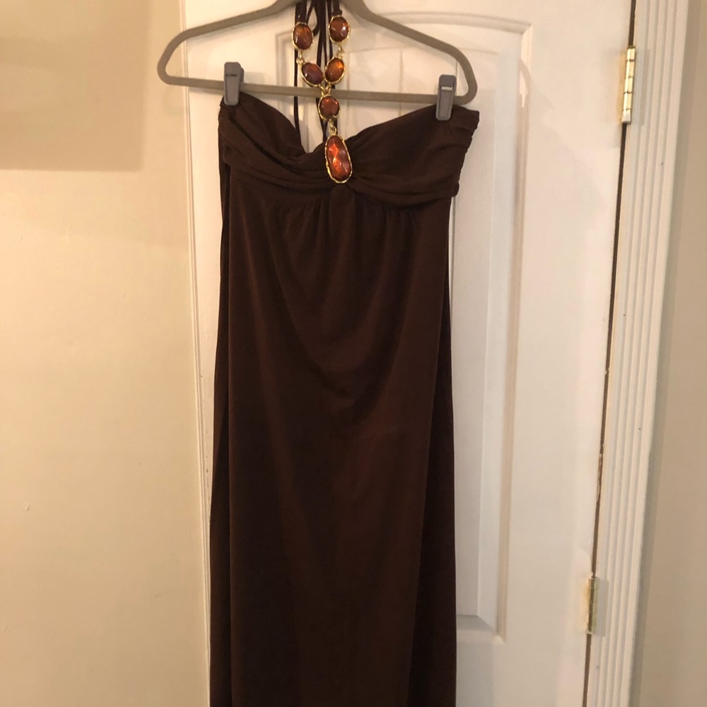 XOXO Strapless Maxi Dress in Brown